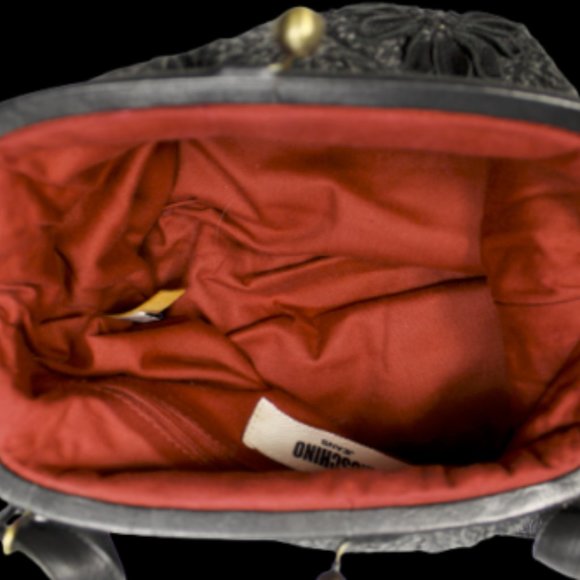 Vintage Moschino Womens Handbag Shoulder Bag Floral Wool Cable Knit Leather Trim - Picture 12 of 12